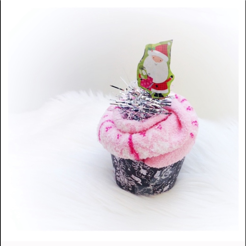 Sock Cupcake Fuzzy Cozy Holiday Fun Winter Gift